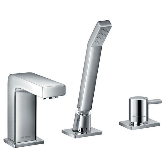Flova STR8 3 Hole Deck Mounted Bath Shower Mixer Tap with Pull Out Handset ST3HSLBSM - Envy Bathrooms Ltd
