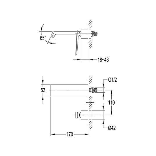 Flova Stream 2-Hole Wall-Mounted Basin Mixer Finishing Set Gun Metal | GM-STR2H-TRIM - Envy Bathrooms Ltd