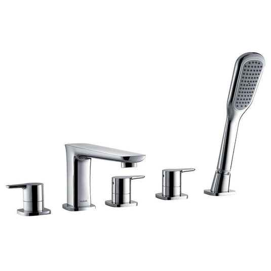 Flova Urban 5 Hole Deck Mounted Bath Shower Mixer Tap with Pull Out Handset UR5HBSM - Envy Bathrooms Ltd
