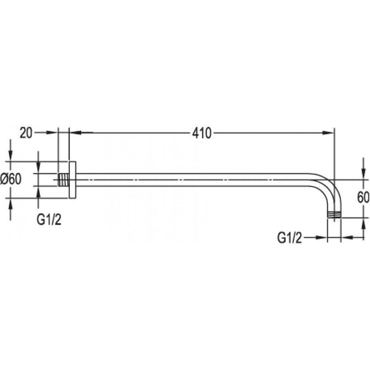 Flova Wall Mounted 400mm Shower Arm – Round Plate – Gun Metal - GM-KILVSA - Envy Bathrooms Ltd