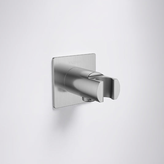 Flova Wall Outlet With Handset Holder Square Plate Brushed Nickel | BN-KI8812A - Envy Bathrooms Ltd