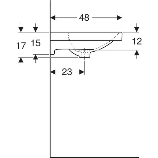 Geberit Acanto 600mm Countertop Basin 1 Tap Hole | 500.620.01.2