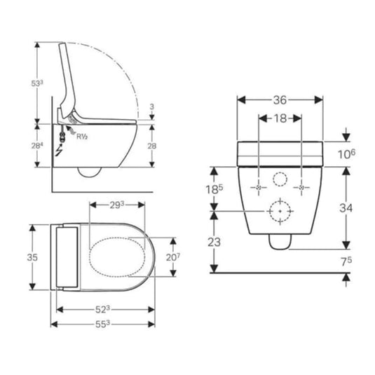 Geberit AquaClean Tuma Comfort Complete Wall Hung Pan Steel | 146.290.FW.1