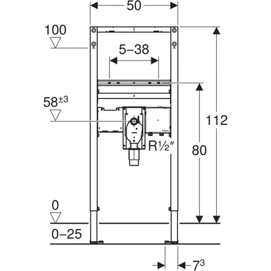 Geberit Basin Frame 130cm for Deck-Mounted Tap with Concealed Function Box & Trap | 111.566.00.2