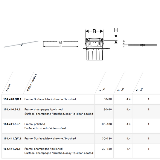 Geberit CleanLine80 Shower Channel Brushed Stainless Steel | 154.440.QC.1
