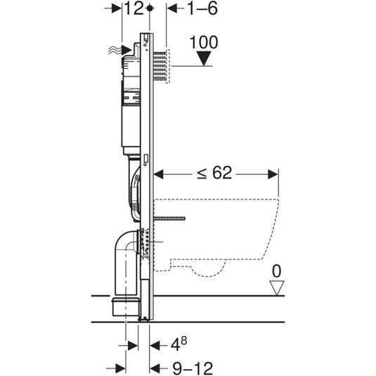 Geberit Duofix 112cm WC Frame with Alpha 12cm Concealed Cistern | 458.039.00.2
