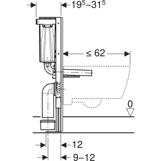 Geberit Duofix 79cm Low Height WC Frame & Cistern for Furniture Installation | 111.207.00.3