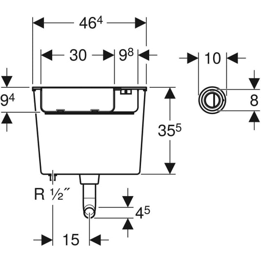 Geberit Low Height Concealed Cistern 6/3L with Remote Flush | 109.724.21.2