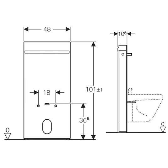 Geberit Monolith Bidet Sanitary Module 101cm White Glass | 131.030.SI.5