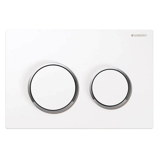 Geberit Omega20 Round Dual Flush Plate White & Gloss Chrome | 115.085.KJ.1