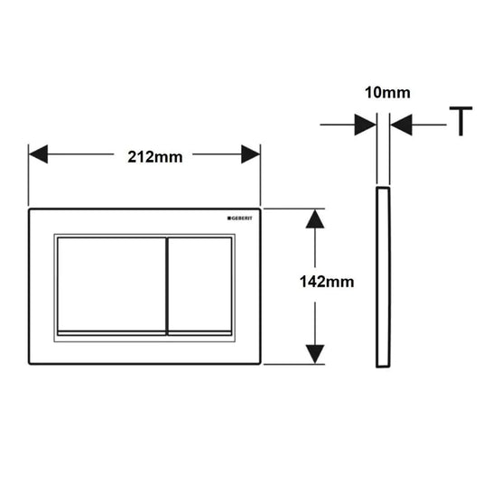 Geberit Omega20 Square Dual Flush Plate Matt Black | 115.080.16.1