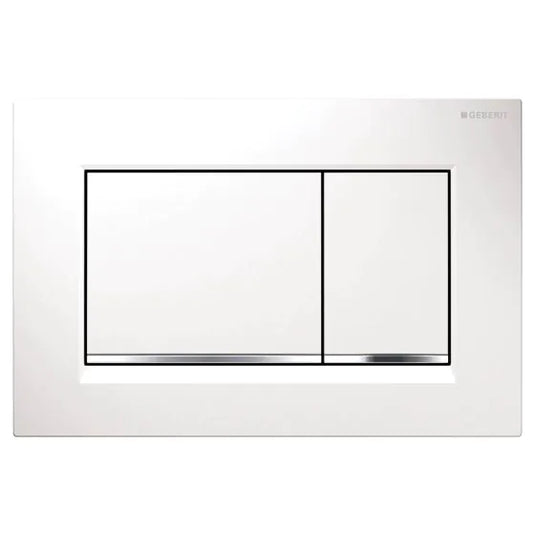 Geberit Omega20 Square Dual Flush Plate White & Gloss Chrome | 115.080.KJ.1