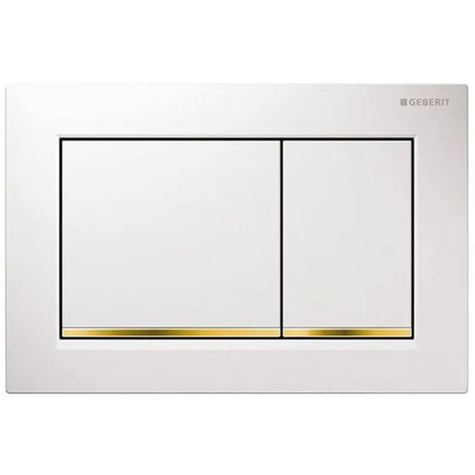 Geberit Omega20 Square Dual Flush Plate White & Gold | 115.080.KK.1