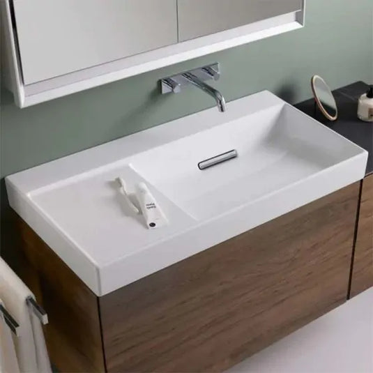 Geberit ONE 900mm Countertop Basin Left Shelf CleanDrain 1 Tap Hole | 505.043.00.1