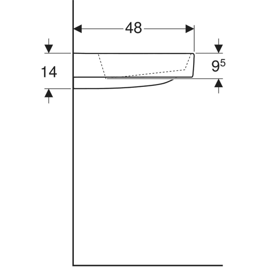 Geberit ONE 900mm Countertop Basin Left Shelf CleanDrain 1 Tap Hole | 505.043.00.1