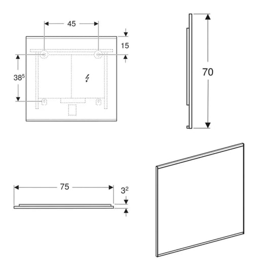Geberit Option Plus Square LED Mirror 700x750mm Direct Indirect Lighting | 502.782.00.1 - Envy Bathrooms Ltd