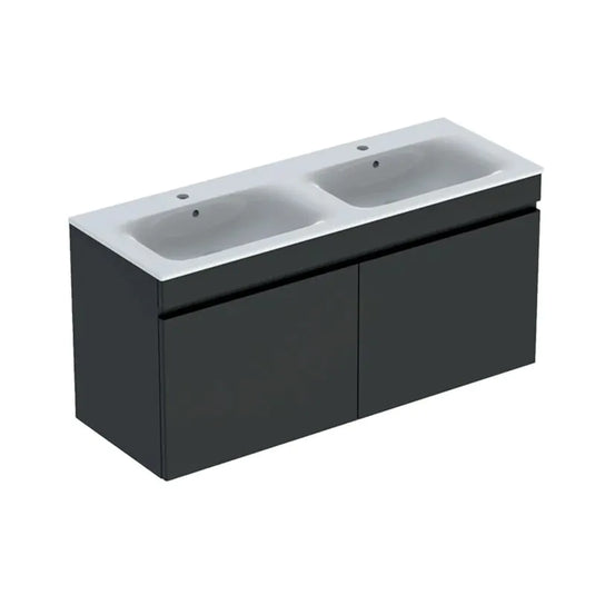Geberit Renova Plan 1300mm Slim Rim Double Basin & Vanity Unit Lava | 501.918.JK.1