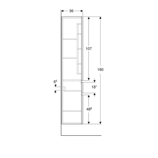 Geberit Renova Plan 180cm Tall Bathroom Cabinet Gloss White | 501.923.01.1
