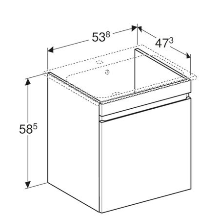 Geberit Renova Plan 550mm Slim Rim Vanity Unit & Basin Light Hickory | 501.914.00.1