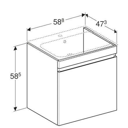 Geberit Renova Plan 600mm Slim Rim Vanity Unit & Basin Hickory | 501.915.JR.1