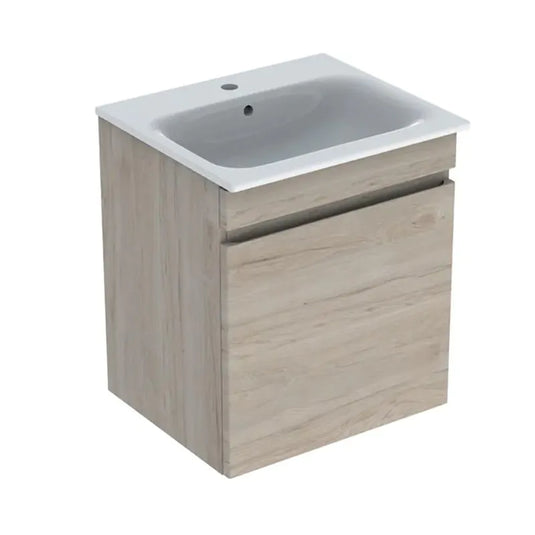 Geberit Renova Plan 600mm Slim Rim Vanity Unit & Basin Light Hickory | 501.915.00.1