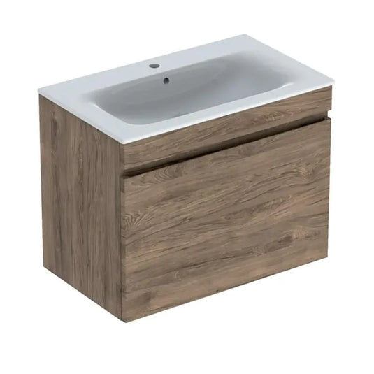 Geberit Renova Plan 800mm Slim Rim Vanity Unit & Basin Hickory | 501.916.JR.1