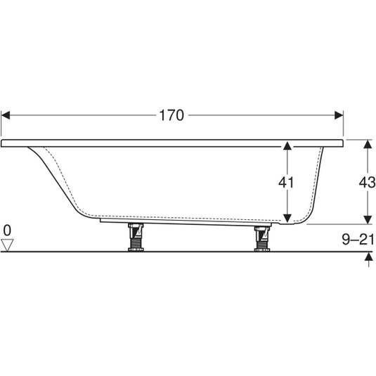 Geberit Renova Plan Single Ended Bath with Feet 1700x750mm | 554.315.01.1