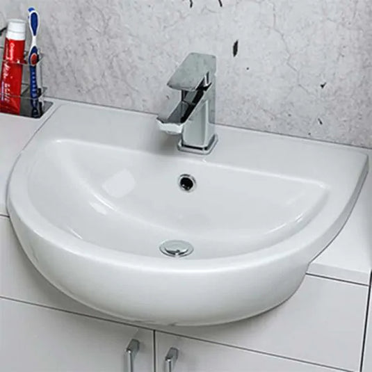 Geberit Selnova 550mm Semi-Recessed Basin 1 Tap Hole | 501.404.00.6