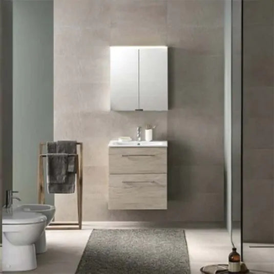Geberit Selnova 550mm Square Vanity Unit & Basin 2 Drawers Light Hickory | 501.235.00.1
