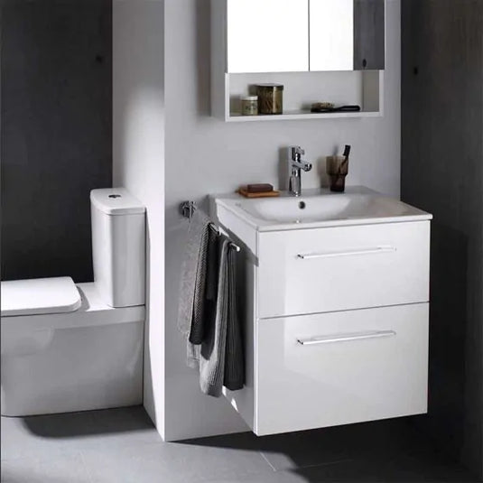 Geberit Selnova 600mm Square Vanity Unit & Basin 2 Drawers White | 501.236.00.1
