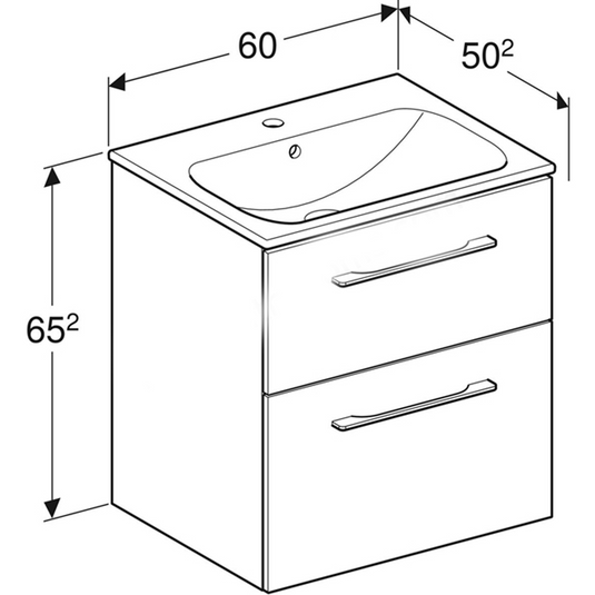 Geberit Selnova 600mm Square Vanity Unit & Basin 2 Drawers White | 501.236.00.1
