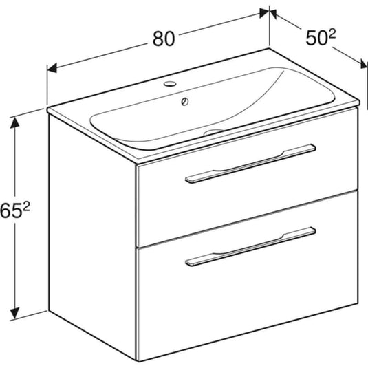 Geberit Selnova 800mm Square Vanity Unit & Basin 2 Drawers Dark Hickory | 501.242.00.1