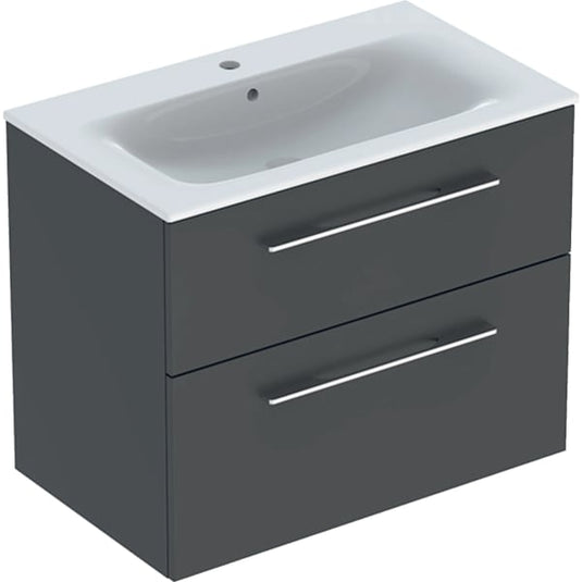 Geberit Selnova 800mm Square Vanity Unit & Basin 2 Drawers Lava | 501.241.00.1