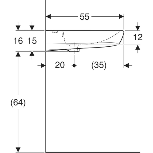 Geberit Selnova Comfort 550mm Countertop Basin 1 Tap Hole | 501.461.00.7