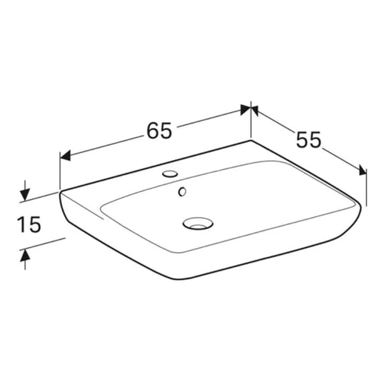 Geberit Selnova Comfort 650mm Countertop Basin 1 Tap Hole | 501.463.00.7
