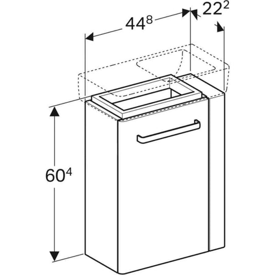 Geberit Selnova Compact RH Vanity Unit for 500mm Basin Grey | 501.497.00.1