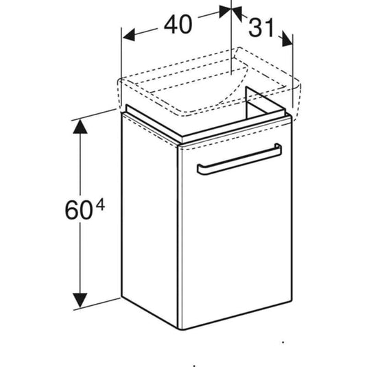 Geberit Selnova Compact Vanity Unit for 450mm Handrinse Basin Grey | 501.613.42.1