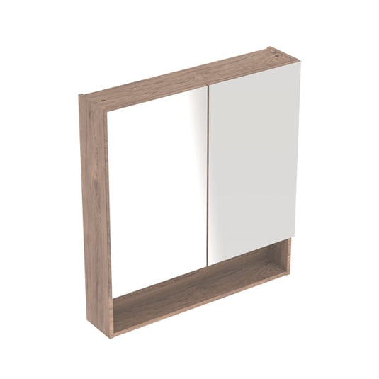 Geberit Selnova Square 2 Doors Mirror Cabinet 850x800mm Dark Hickory | 501.270.00.1 - Envy Bathrooms Ltd