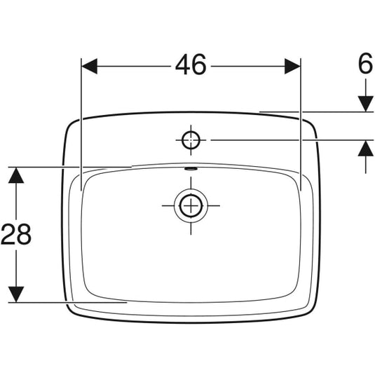 Geberit Selnova Square 550mm Countertop Basin 1 Tap Hole | 501.466.00.7