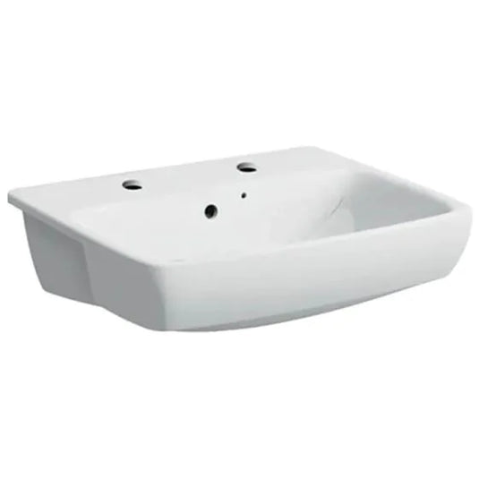 Geberit Selnova Square 550mm Semi-Recessed Basin 2 Tap Holes | 501.468.00.7