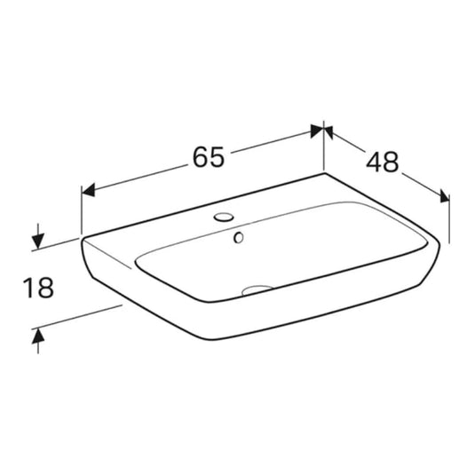 Geberit Selnova Square 650mm Countertop Basin 1 Tap Hole | 501.465.00.7