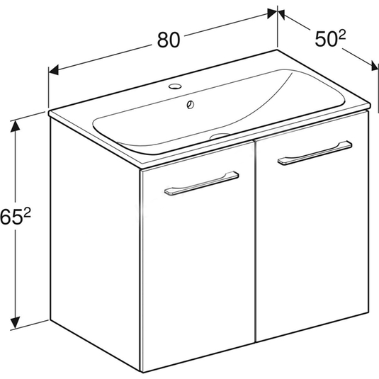 Geberit Selnova Square 800mm Vanity Unit & Basin 2 Doors Lava | 501.257.00.1