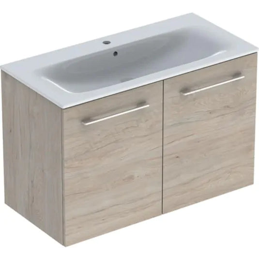 Geberit Selnova Square Slim Vanity Unit & Basin 2 Doors 1000mm Hickory | 501.263.00.1