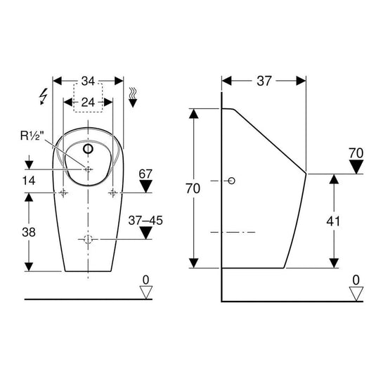 Geberit Selva Urinal for Concealed Flush Control | 116.080.00.1