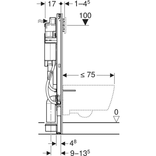 Geberit Sigma Less Abled 112cm Concealed Frame & Cistern for Wall-Hung Toilet | 111.352.00.6