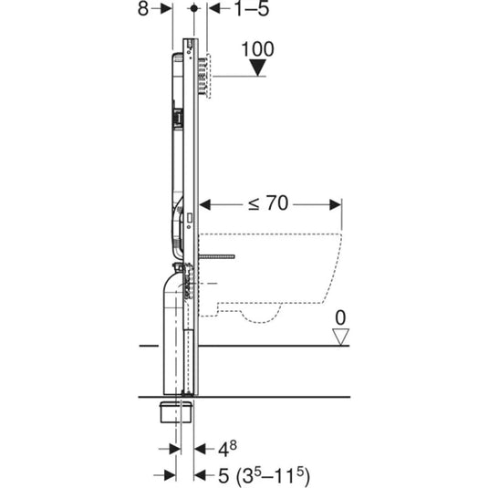 Geberit Sigma Slimline 8cm Concealed Frame & Cistern 114cm for Wall-Hung Toilet | 111.799.00.6