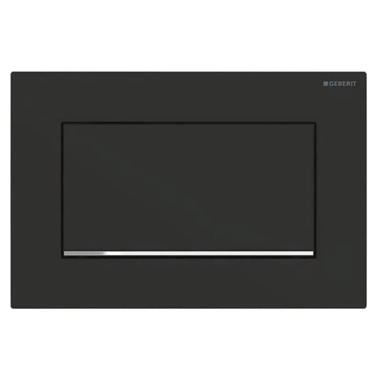 Geberit Sigma10 Square Single Flush Plate Stop & Go Screwable Matt Black & Gloss Chrome | 115.893.14.1