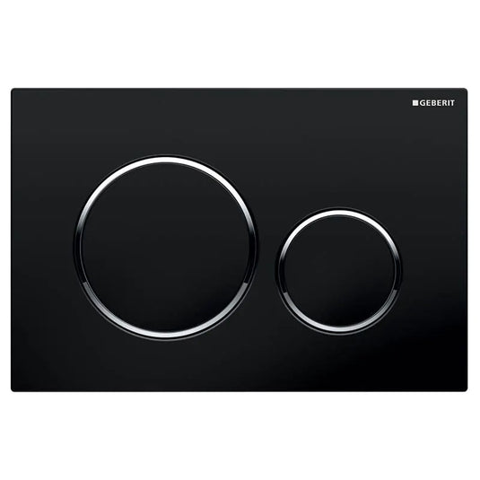 Geberit Sigma20 Round Dual Flush Plate Black / Chrome | 115.882.KM.1