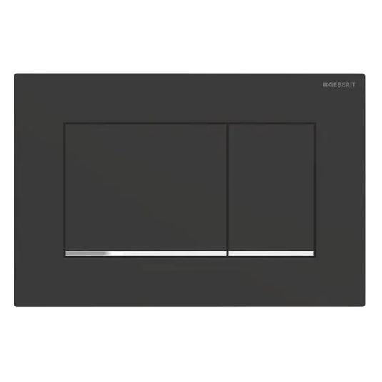 Geberit Sigma20 Square Dual Flush Plate Matt Black / Chrome | 115.883.14.1