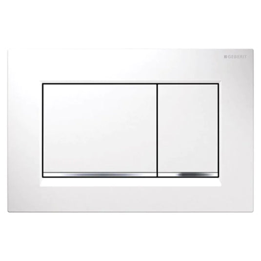 Geberit Sigma20 Square Dual Flush Plate Matt White / Chrome | 115.883.JT.1